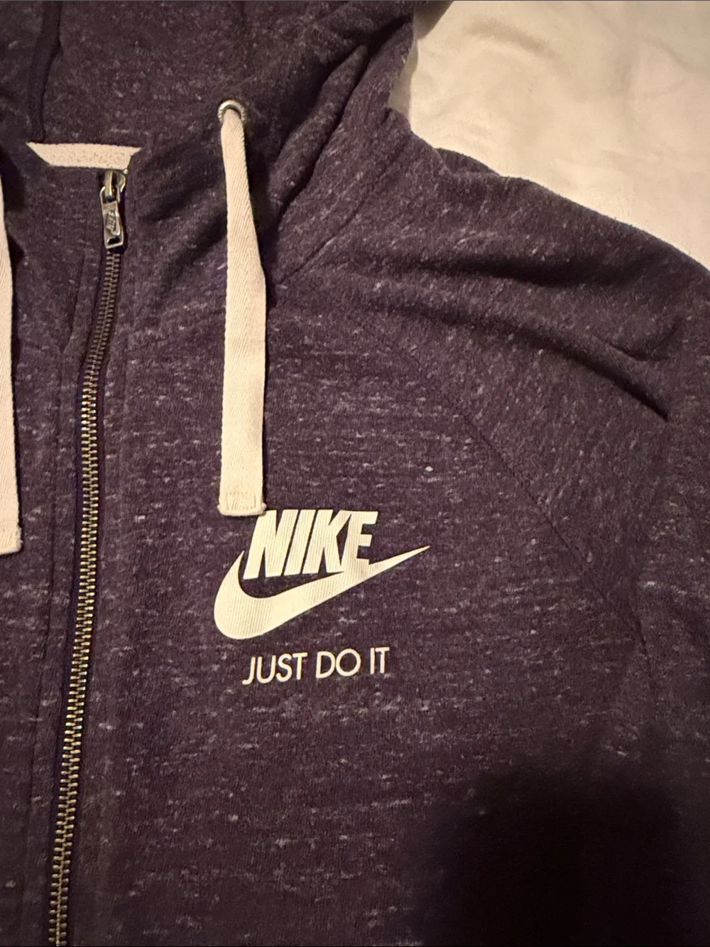 Nike Heathered Dark Purple Full-Zip Hoodie with White Logo